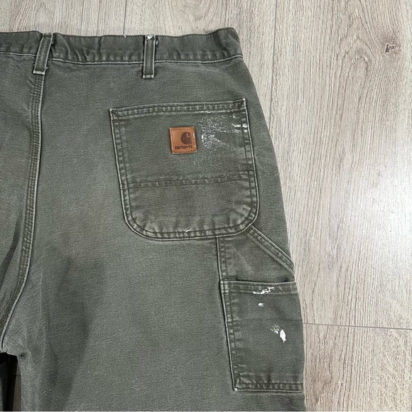 Vintage Carhartt Carpenter Grey-Green Work Pants Trousers - Picture 10 of 12